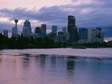 Twilight on the Bow River and Calgary