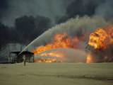 An Oil Field Still in Flames One Year after the End of the Gulf War