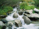 A Creek Flows over Granite Rocks in the Sierra Nevada Mountains