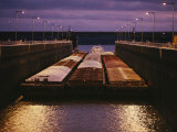 Barges Being Pushed Through Locks at Keokuk