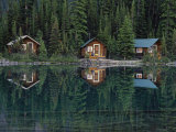 Lake Ohara Lodge Cabins Reflected on the Surface of Lake Ohara