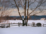 Pastoral View of a Farm Covered in Snow