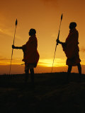 Silhouetted Laikipia Masai Guides on a Bush Safari