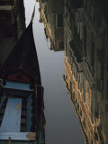 Gondola and Building Reflections in a Canal  Venice  Italy