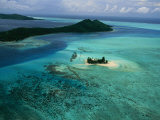 Outer Islands of Bora Bora as Seen from above in a Helicopter