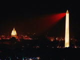 Highly Concentrated Laser Light Flashes Across the Potomac from the Top of the Washington Monument