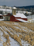 Corn Stubble and Barn in a Wintery Pennsylvania Landscape