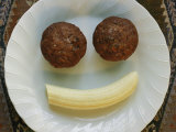 Smiling Breakfast of Muffins and a Banana