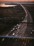 Hundreds of Cars Line up to Pay a Toll on the New Jersey Turnpike