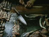 Eel Is Skewered and Sold at a Market in Tokyo