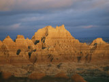 Sunset on the Claystone Buttes of the Badlands Near Cedar Pass