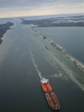 An Aerial View of a Barge Moving on the Intercoastal Waterway
