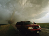 A Massive F4 Category Tornado Rampages Towards a Storm Chasers Van