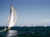 A 35-Foot Sailing Sloop is Seen from Behind
