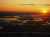 Aerial Sunset of the Suisun Slough  Sacramento Wetlands