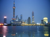 The Shanghai Skyline and Riverfront at Night