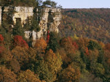 Cliffs Rise Above Autumn Foliage