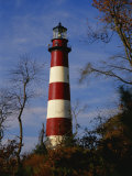 The Assateague Island Lighthouse Against a Blue Sky