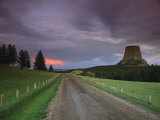Twilight View down a Dirt Road towards Devils Tower