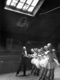 Ballet Master with Ballerinas Practicing Classic Exercise in Rehearsal Room at Grand Opera de Paris
