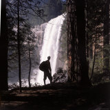 Hiker Looking at Vernal Falls in Yosemite National Park