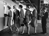 5 Models Wearing Fashionable Dress Suits at a Race Track Betting Window  at Roosevelt Raceway