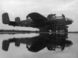 British Ground Crew of the RAF Servicing an American Made B-25 Mitchell Bomber
