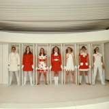 Models Wearing Red and White Ready to Wear Fashions Designed by Andre Courreges