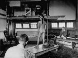 Male Students Sketching Nude Female Model During Life Drawing Class at Skowhegan Art School