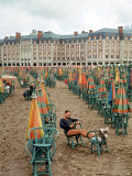 Folded Umbrellas Reflect Nearly Deserted Status of Mar Del Plata Beach