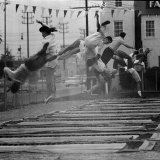 People Jumping in a Roadside Trampoline Park in LA called Jess Robinson's Trampoline Club