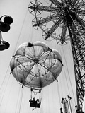 Couple Taking a Ride on the 300 Ft Parachute Jump at Coney Island Amusement Park