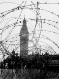 Big Ben and Houses of Parliament Behind Webbing of Barbed Wire  During WWII