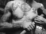 Heavily Tattooed Chest and Arms of Workman at the Bethlehem Ship Building Co