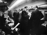 Commuters Socializing in Lounge Car on New York New Haven Line During Evening Rush Hour
