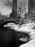 Gapstow Bridge over Pond in Central Park After Snowstorm