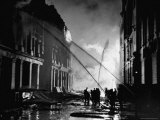 London Auxiliary Fire Service Working on a Fire Near Whitehall Caused by Incendiary Bomb