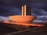 Modernistic Facade of Congress Building Designed by Oscar Niemeyer