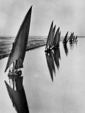Boats Sailing Along Suez Canal