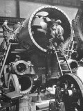 Workers Putting Together the Boiler Tube Portion of an 0-8-0 Switching Locomotive