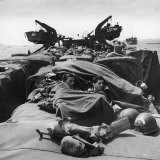 American Servicemen Huddle under Blanket for Warmth  Crossing English Channel after D-Day Invasion