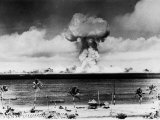 Huge Mushroom Cloud Hangs over Bikini During American Atomic Bomb Test