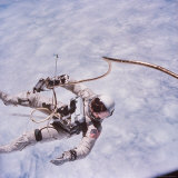 Gemini 4 Astronaut Edward H White II Floating in Space During First American Spacewalk