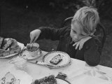 Evacuated London Child Having Tea Outdoors in the Country Where He is Living Temporarily