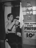 High School Boys Combing Their Hair Before Having Their Picture Taken