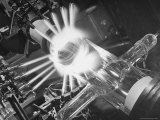 Laboratory Scene of Oxygen Hydrogen Flames Heating a Long Glass Tube to 900 Degrees Centigrade