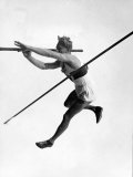Athlete Doing a Dramatic Pole Vault in Preparation For the 1936 Olympics