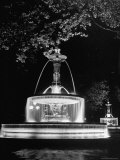 Fountains of Paris Shimmering with Light During the Night