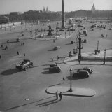 French Actress Barbara Laage  Crossing the Palace de La Concorde