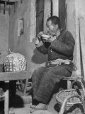 Farmer Eating Noodles at Tea Shop